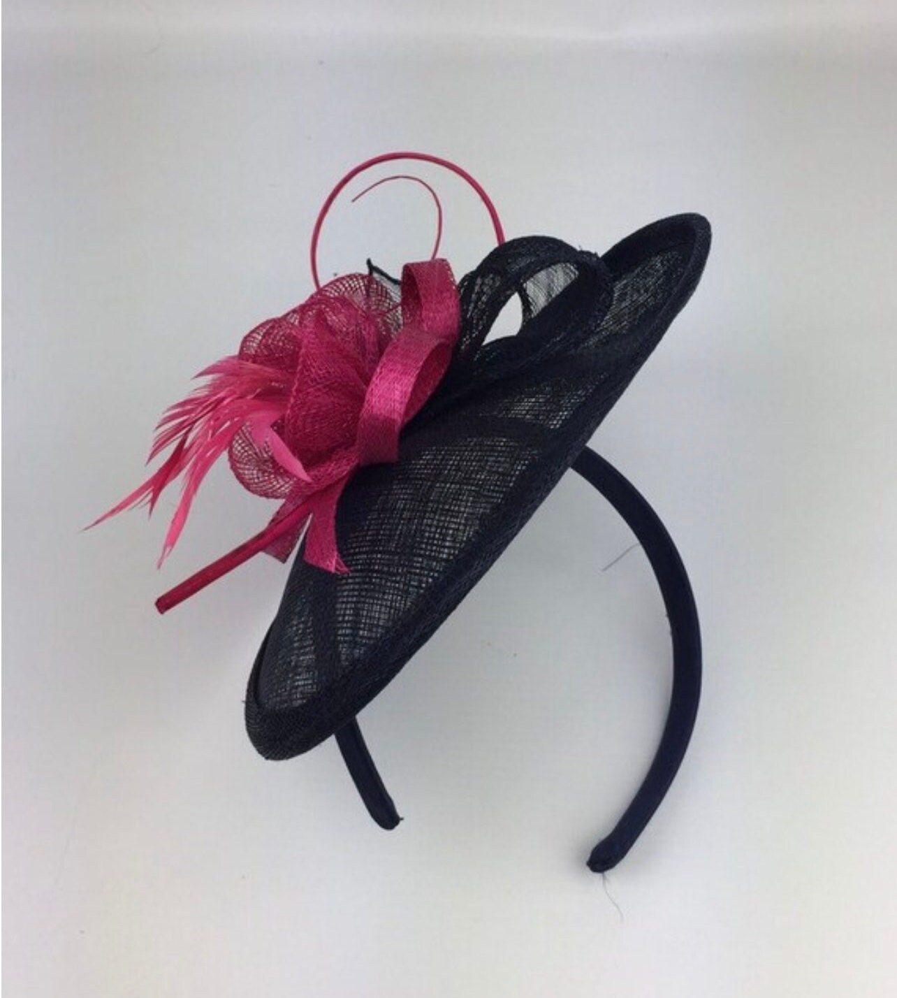 Navy Blue and Pink Fascinator Navy and 