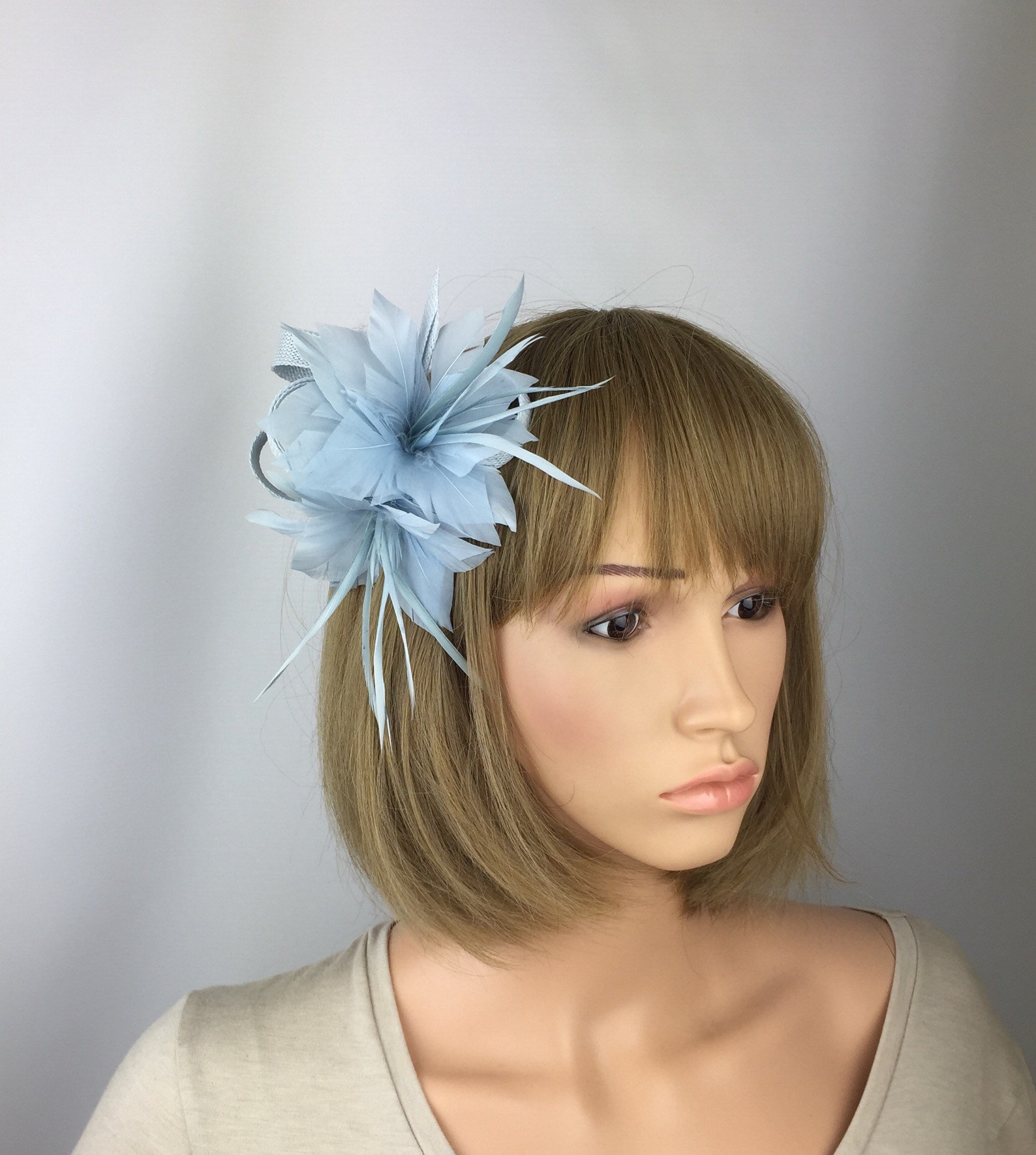 Pale Blue Fascinator Baby Blue Powder Blue Ice Blue Fascinator Etsy UK