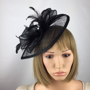 Black Teardrop Fascinator Fully Adjustable Black Wedding Funeral Hat ...