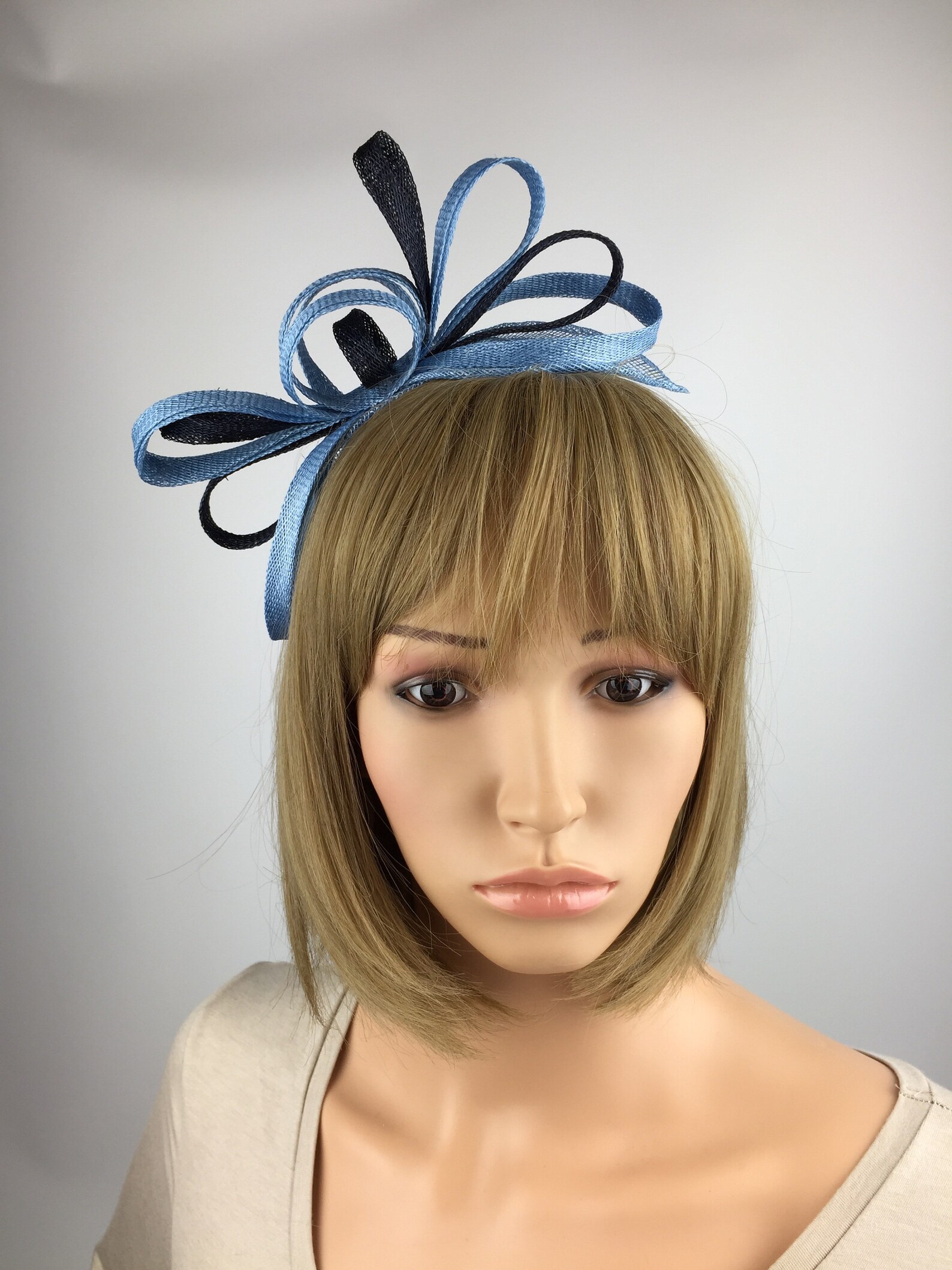 Cornflower Blue and Navy Blue Fascinator Hat Wedding Etsy UK
