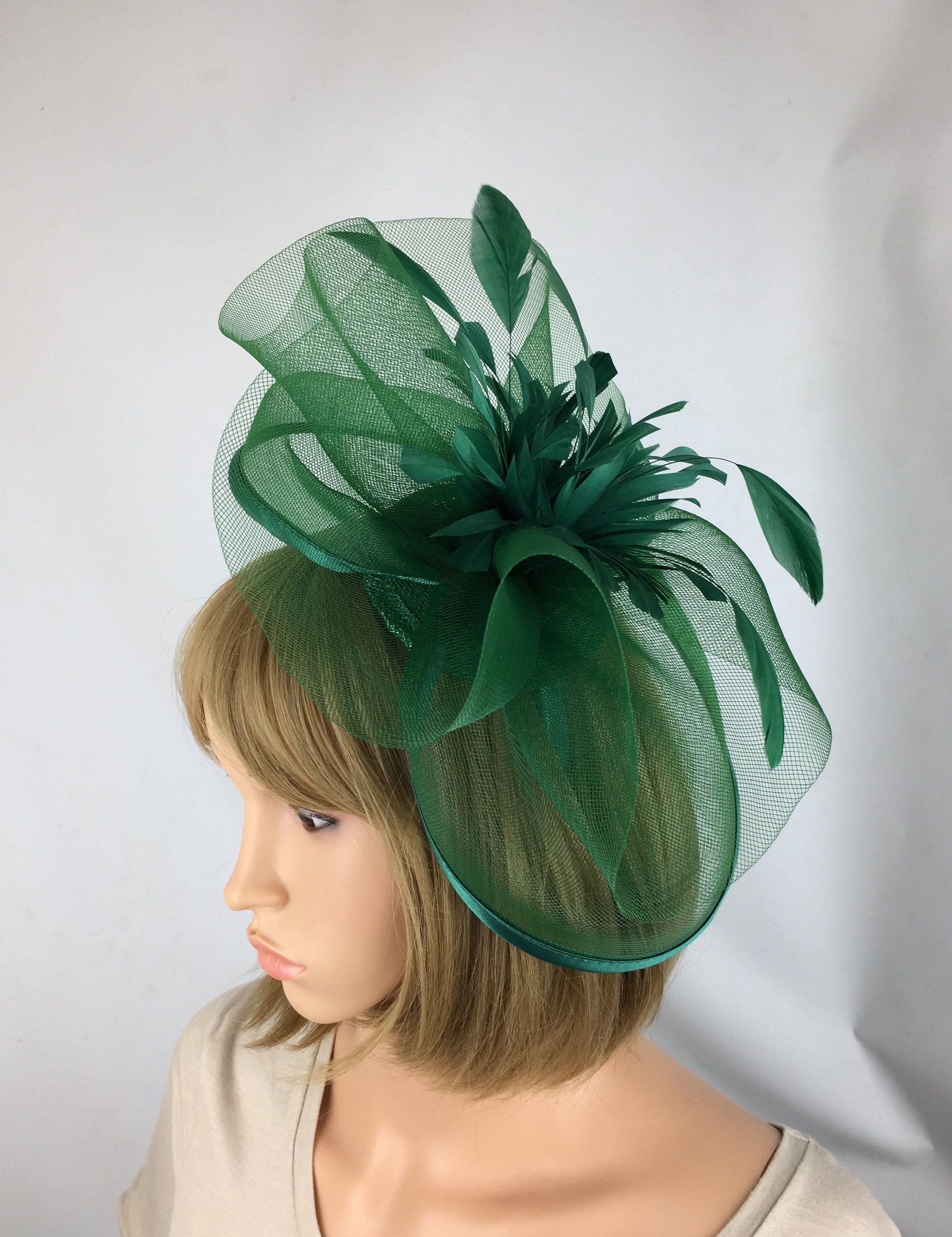 Emerald Green Fascinator Green Hatinator Forest Green Wedding Etsy