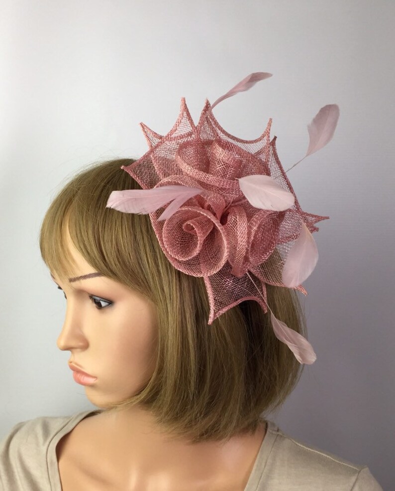 Blush Pink fascinator on headband dusty pink Dusty rose pink Etsy