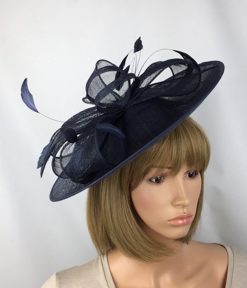 Navy Blue Saucer Disc Fascinator Wedding Hatinator Mother of | Etsy