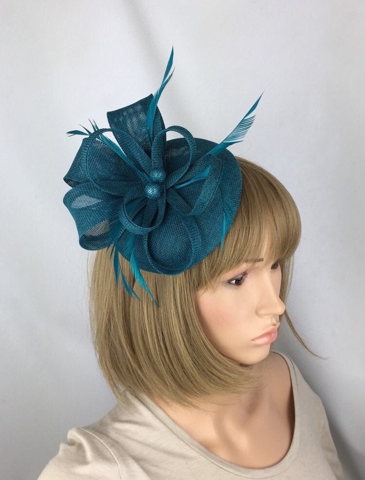 Teal Fascinator Pillbox Blue Green 