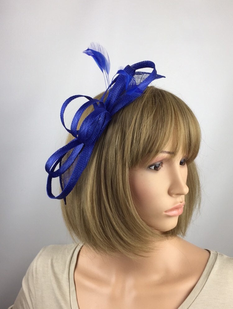 Royal Blue Fascinator on Clip Cobalt Blue Wedding Bow Mother Etsy