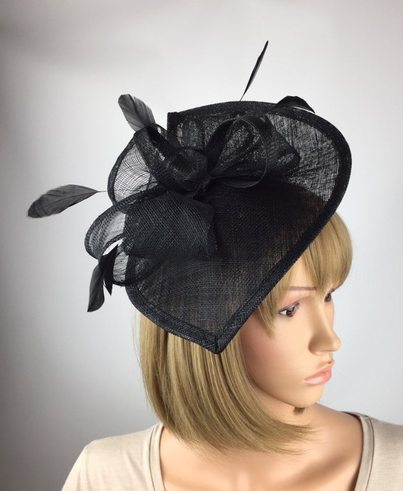 Black Fascinator Funeral Hat Black Formal Hatinator Mother of Etsy