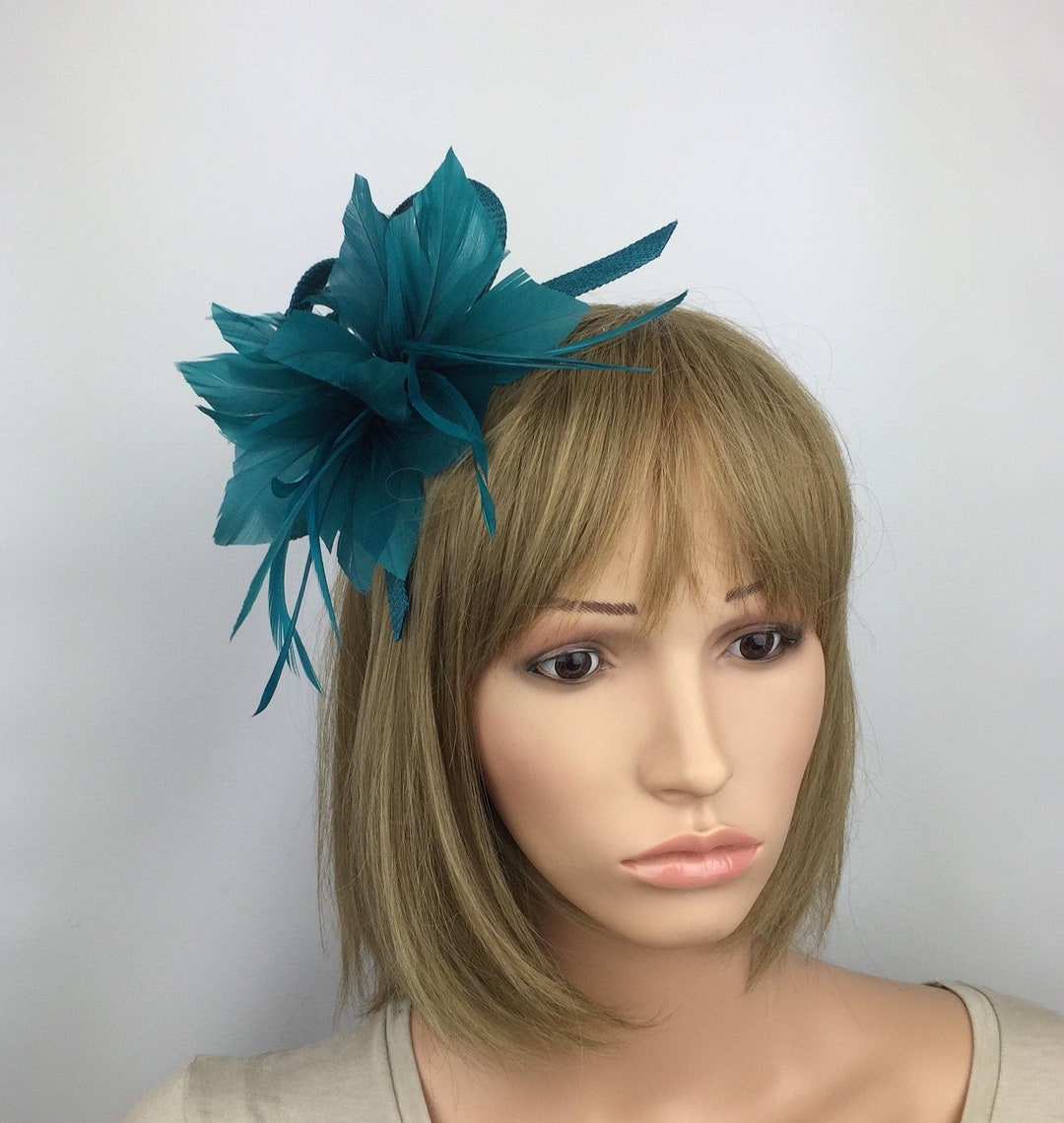 Teal Fascinator on Headband Green Teal Wedding Fascinator Etsy UK
