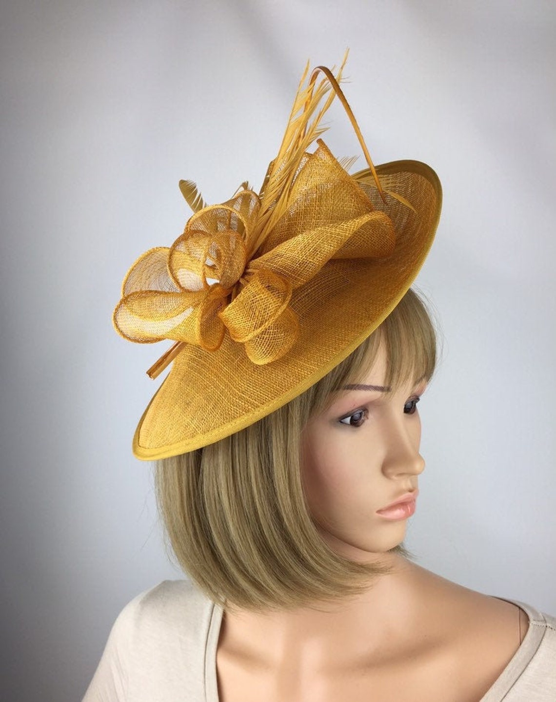 Gold Mustard Yellow Fascinators Hat Hatinator Wedding Hat Etsy