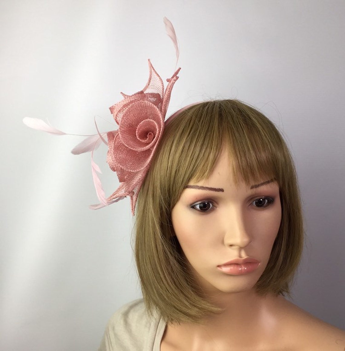 Blush Pink fascinator on headband dusty pink Dusty rose pink Etsy