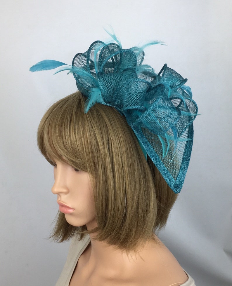 Teal Fascinator Blue Green Fascinator Hatinator Teardrop Etsy