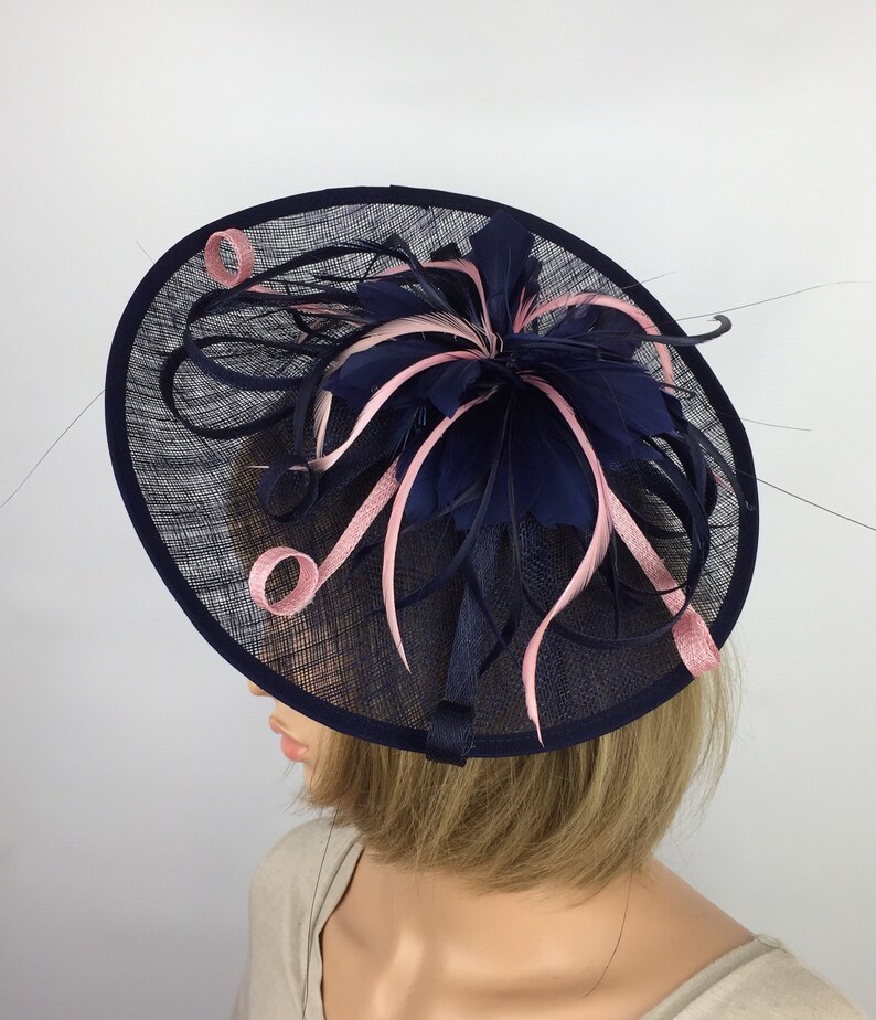 Navy and Pink Fascinator Dark Blue and Blush Pink Wedding Etsy
