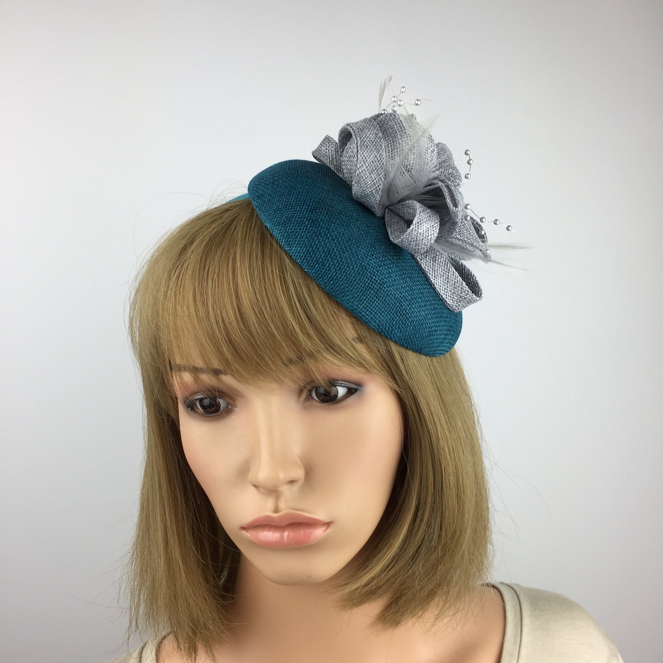 Teal and Grey Fascinator Mother of the Bride Mother of the Etsy UK