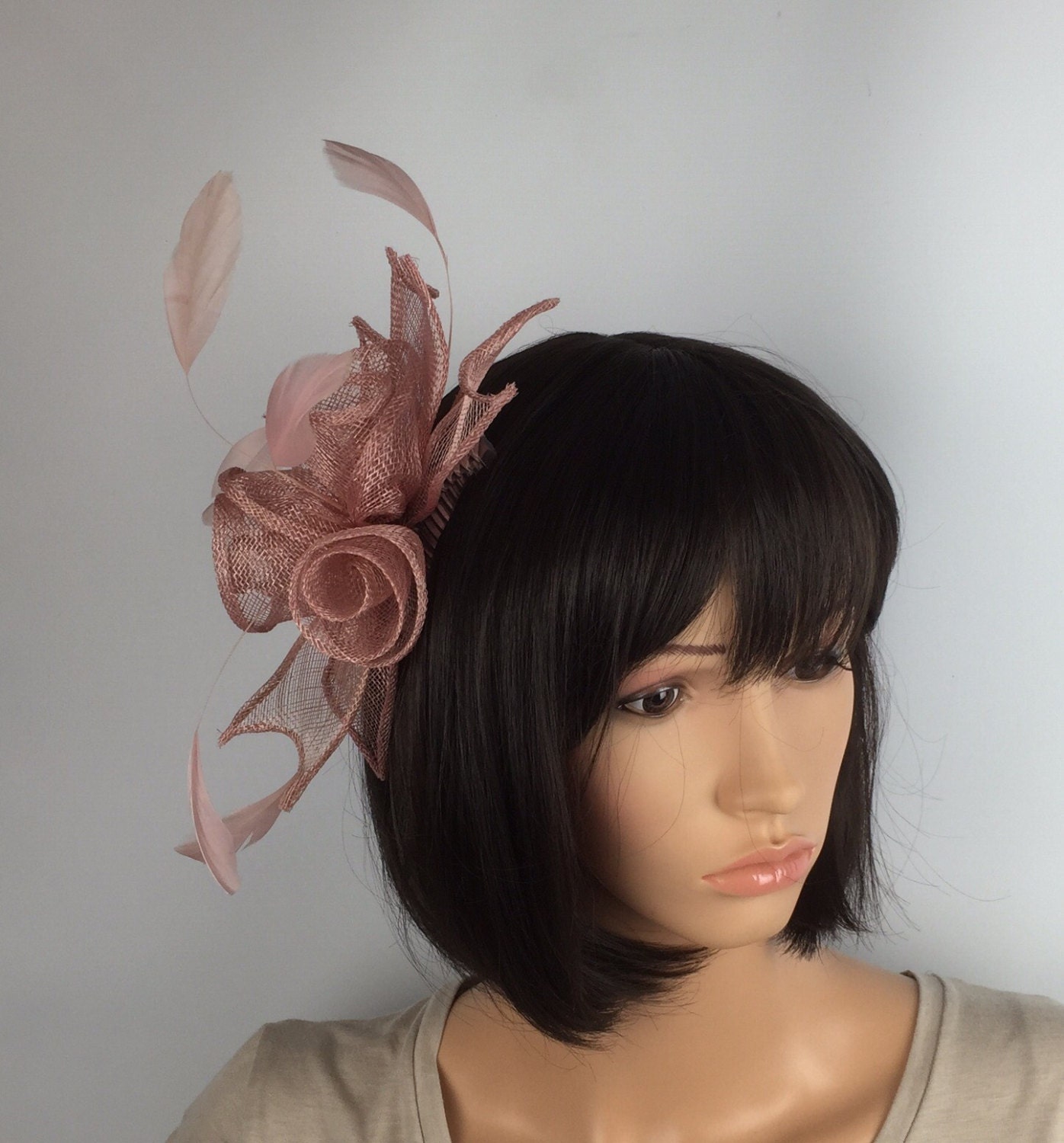 Blush Pink fascinator comb fascinator dusky pink rose flowers Etsy