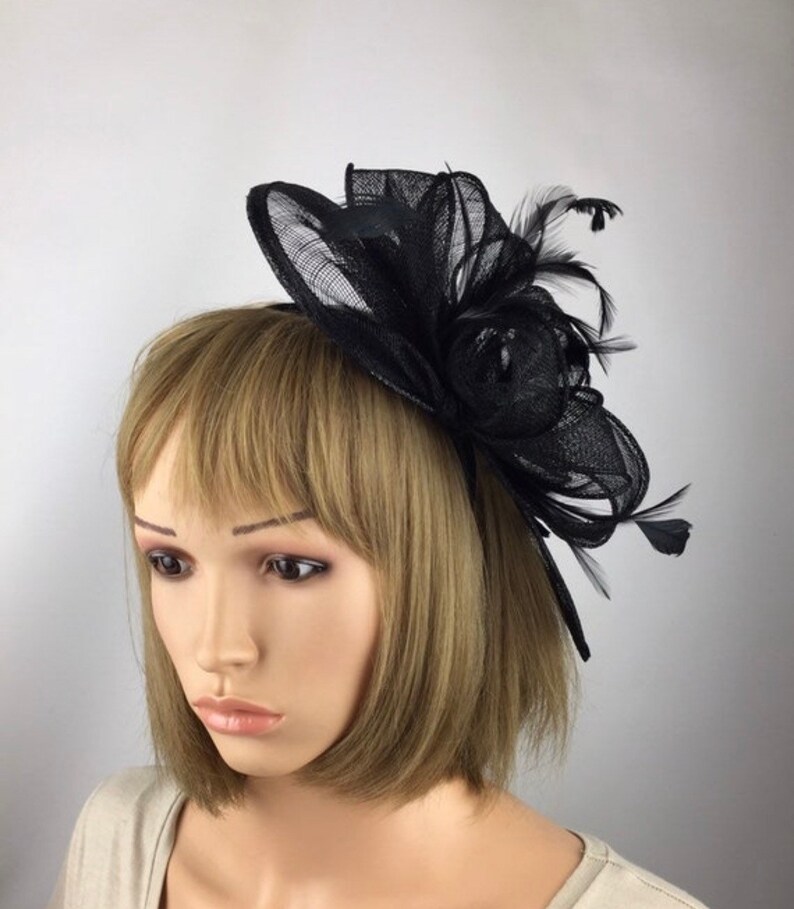 Black Fascinator on Clip Black Hatinator Wedding Mother of the Etsy UK