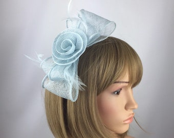 Pale Blue Bow Fascinator Clip – Wedding & Races Headpiece