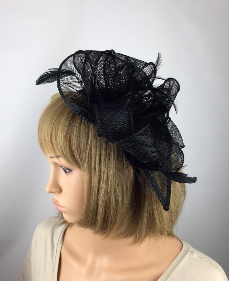 Black Teardrop Fascinator Fully Adjustable Black Wedding Etsy UK