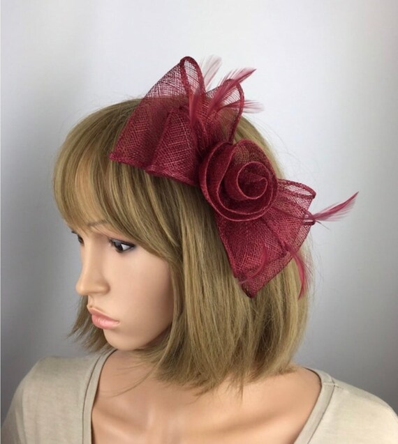 Berry Burgundy Fascinator on Clip Wine 