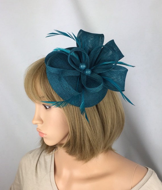 Teal Fascinator Pillbox Blue Green 
