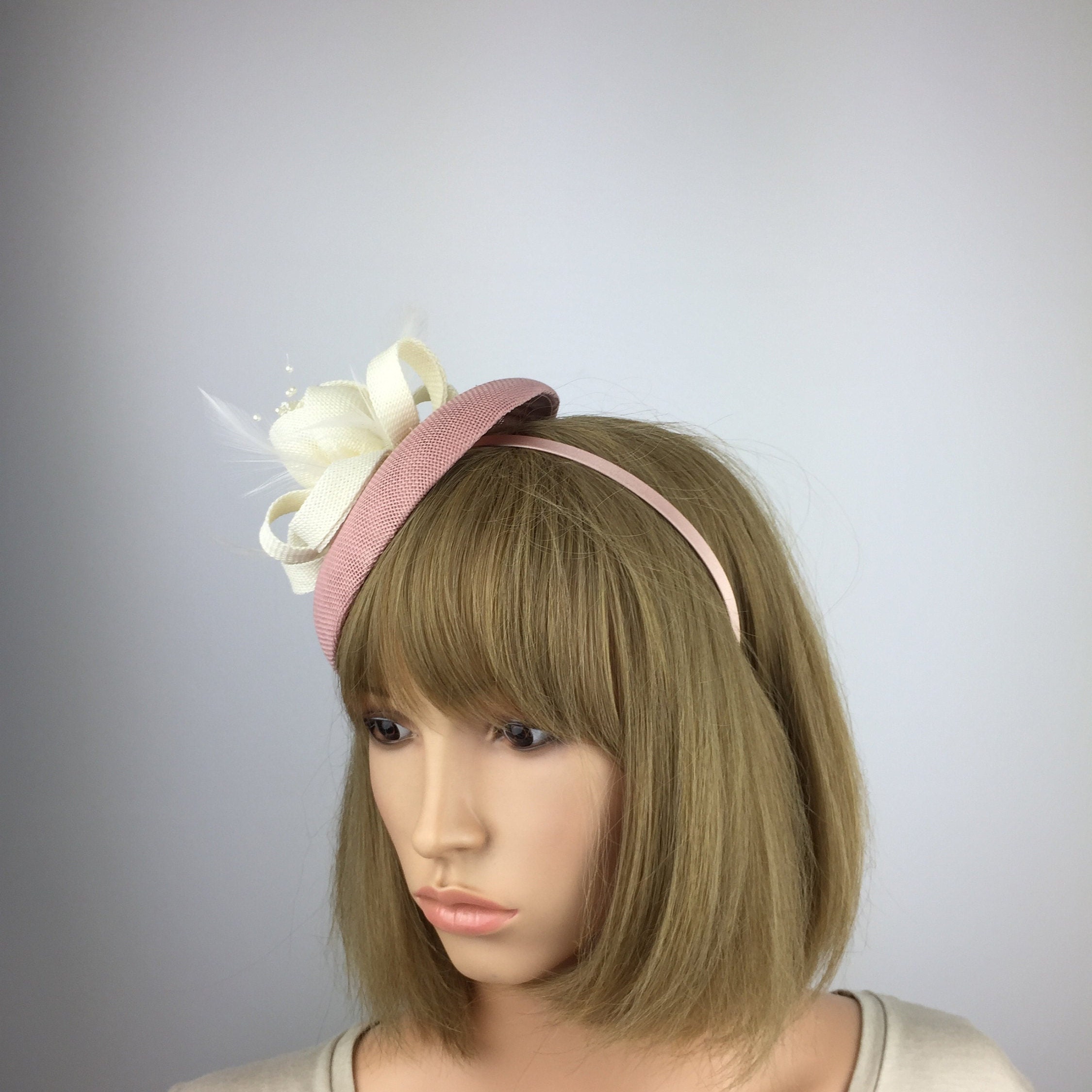 Blush Pink and Cream Fascinator Pink and Cream Blush Pink and Etsy UK