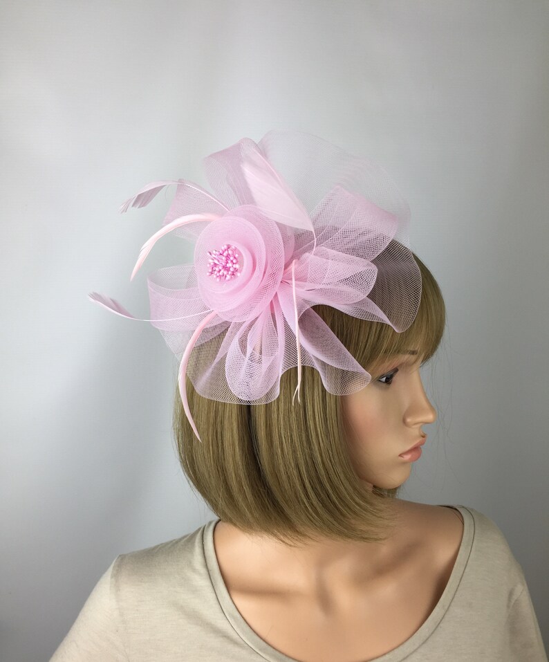Light Pink Pink Fascinator on Clip Blush Pink Pale Pink Etsy UK