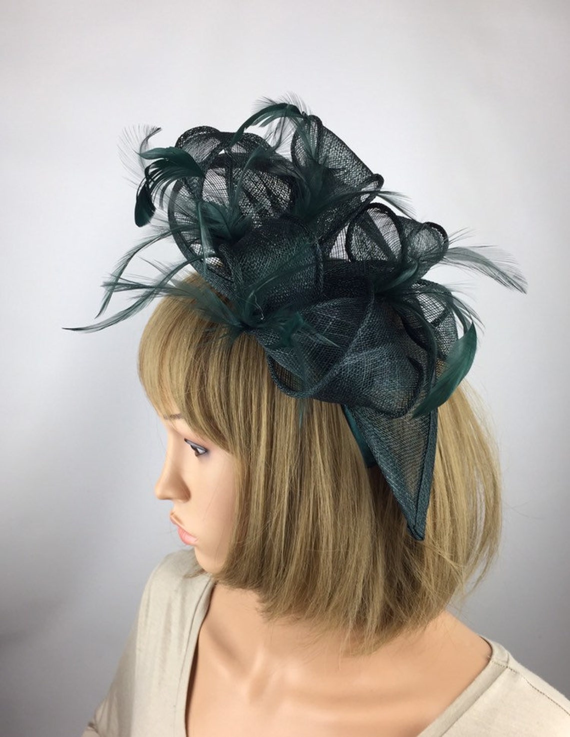 Dark Green Fascinator Forest Green Fascinator Emerald Green Etsy
