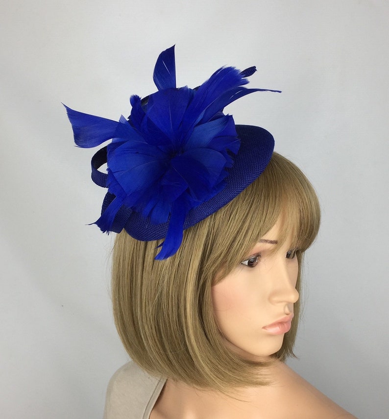 bright blue wedding hat