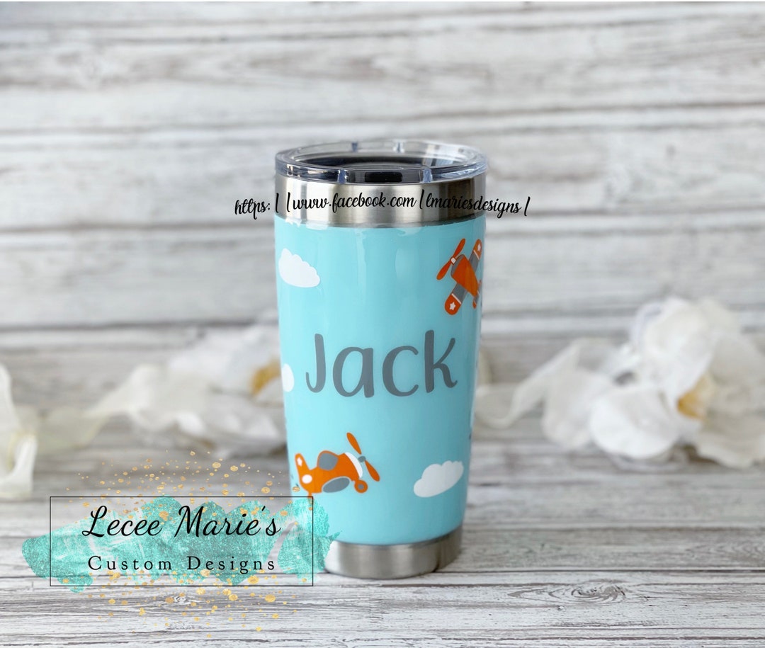 Airplane Tumblers, Boy Tumblers, Personalized Plane Tumblers, Cute Boy