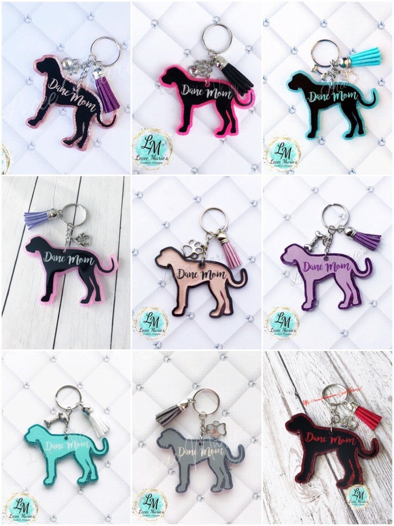 Great Dane Keychains Dane Mama Custom Keychains Dog Mom Etsy