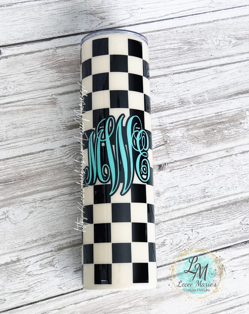 Checkered Engraved Tumbler