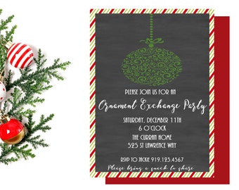 Ornament Exchange Party Invitation, Christmas Party Invite, Christmas Invitation, Holiday Party, Holiday Invitation, Printable