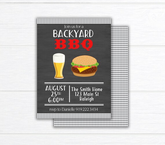 Printable Backyard Bbq Invitation Bbq Party Invitation Etsy