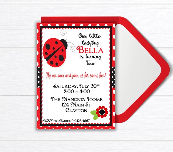 Biedronka Urodziny Zaproszenie Zaproszenia Urodzinowe Do Etsy