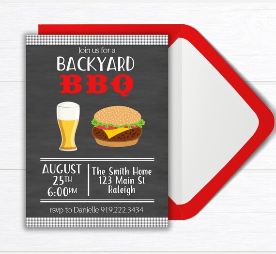 Printable Backyard Bbq Invitation Bbq Party Invitation Etsy