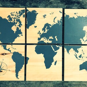 24 x 36 monde carte sérigraphié avec tache grise