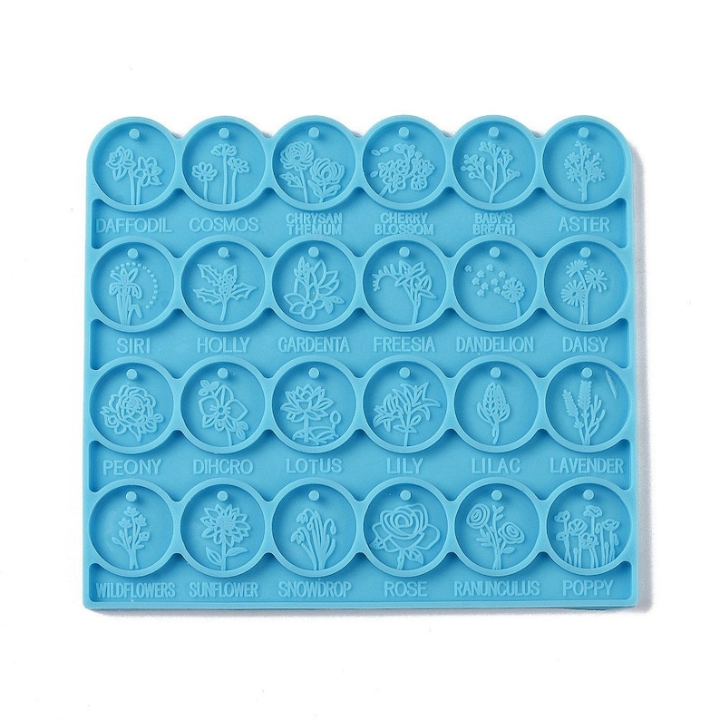 Silicone mould flower pendant round, 20mm diameter image 5