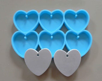 Silicone mold heart-halves pendant 46x34x5.5mm