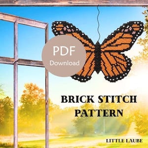 PDF Pattern Monarch Butterfly | Brick Stitch Beaded Butterfly Pattern | DIY Seed Bead Decoration | Digital Download