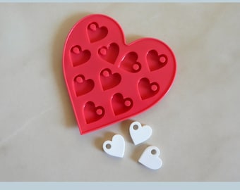 Silicone mold heart-halves pendant 46x34x5.5mm