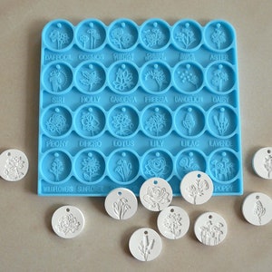 Silicone mould flower pendant round, 20mm diameter image 2