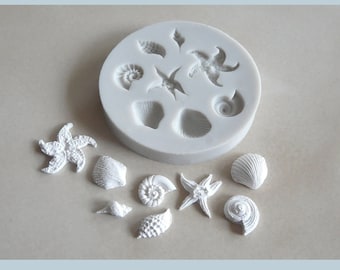 Shells and starfish silicone mold 68x10mm
