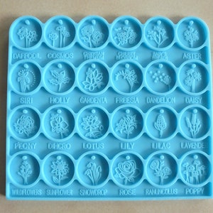 Silicone mould flower pendant round, 20mm diameter image 3