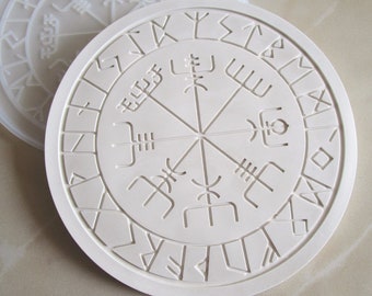 Silicone mold round coaster with runes 253x11mm