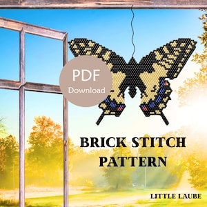 Patrón de abalorios de mariposa cola de golondrina en PDF | Patrón de abalorios con punto ladrillo | Mariposa de cuentas pequeñas | Decoración | Descarga digital