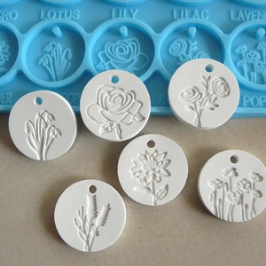 Silicone mould flower pendant round, 20mm diameter image 6