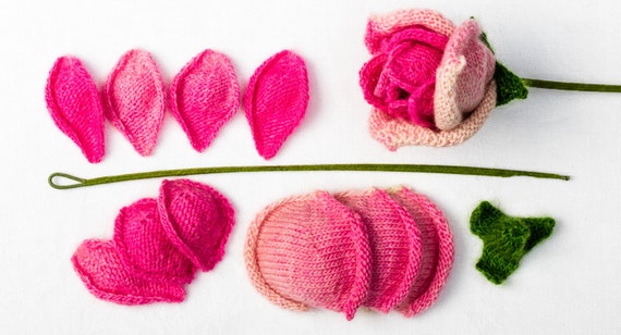 A Knitted Rose - a Very Real Looking Knitted Flower Made With