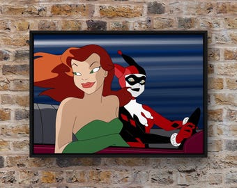 Harley & Ivy – Impresión artística de dibujos animados retro, acabado mate, sin marco