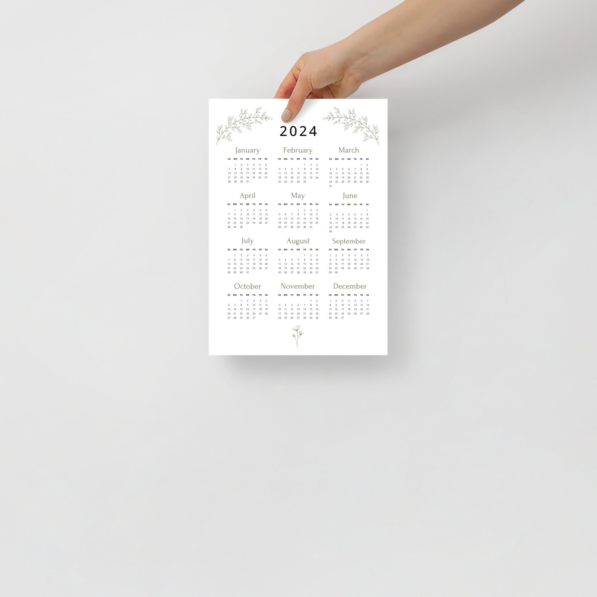 2024 Printable Calendar A4 Full Year Page Insert Minimalist - Etsy