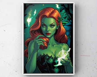 Poison Ivy and Kryptonite Green Vibes Art Matte Unframed Print