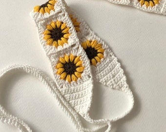 crochet sunflower headband, crochet headband, sunflower hair accessories, crochet hair accessories, sunflowers