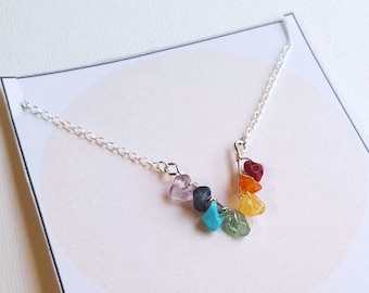 Chakra necklace, gemstone necklace, chakra jewellery, 925 silver chain, chakra pendant, boho necklace, meditation